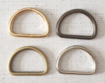 1.5" / 38mm thick metal alloy D rings, light gold, silver, gunmetal and Antique brass, bag making supply UK shop