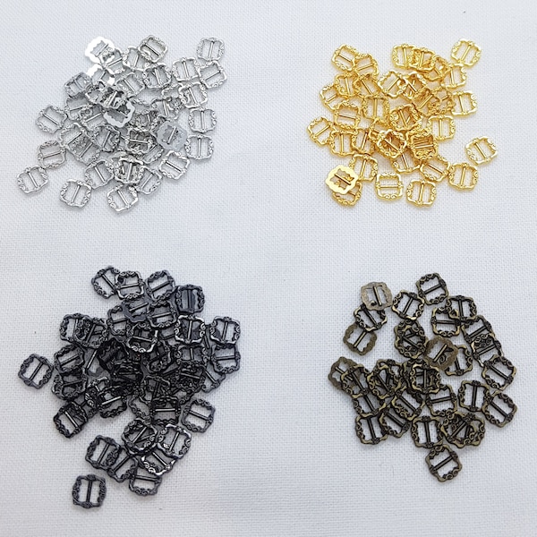 5mm (3.5mm internal) Mini Buckles ANTIQUE style slider doll buckle gold, silver, bronze & gunmetal Doll Clothes Making   UK Shop