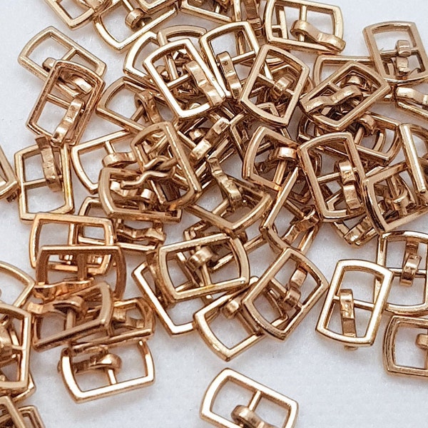 ROSE GOLD colour 6mm Rectangular Buckle Mini Belt Buckles shoe fastening sewing Craft Doll Clothes Making Supply   bjd UK Shop