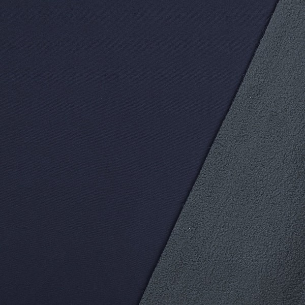 Navy - Matte Softshell fabric with fleece backing, water resistant, coat fabric by quarter metre dressmaking UK Shop