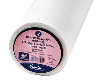 Standard Heavy Firm Iron-on Interfacing (HN105) White - Hemline,  by the metre Clothes Home Decor Collars Plackets UK Shop