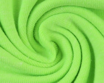 Neon Green - Jersey de algodón liso por cuarto de metro jersey de algodón confección UK Shop Fluorescent Green