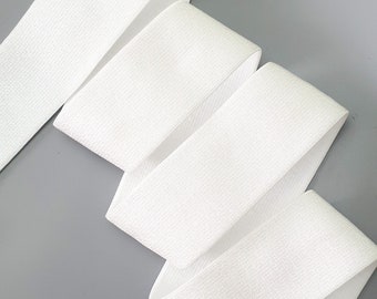 QUARKZMAN Fasce Elastiche per Cucito 2,5cm 5 Iarde/15 Piedi Bianco Bobina Elastica ad Alta Elasticità per Parrucche, Cintura, Pantaloni