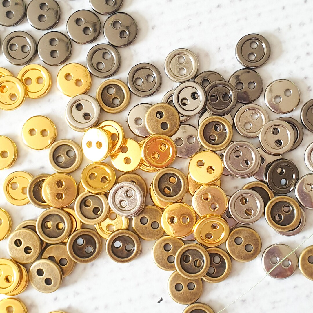 8mm ROUND 2 Holes 8mm Metal Buttons, Metal Tiny Button 8mm Sewing Craft ...