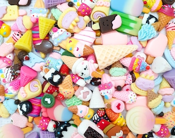 Kawaii Assorted Resin 'CANDY' Flatback Miniature Fake Food Cakes Sweets Doughnuts lollipops Sweets Dollhouse Miniature Food DIY UK Shop