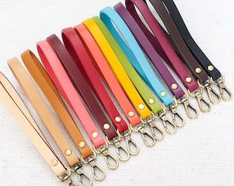 ONE Genuine Leather Wristlet strap with ANTIQUE BRASS colour hardware Leather clutch wallet strap Mini clutch Bag Strap, Replacement Strap
