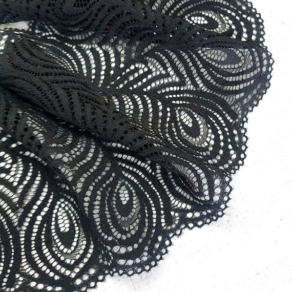 1 Metre 1.09 Yards BLACK Non stretch Lace Trim 16cm 6 1 4 Inches Wide Lace Trim Lace Trim Bra Making Non stretch Trim UK Shop Etsy UK