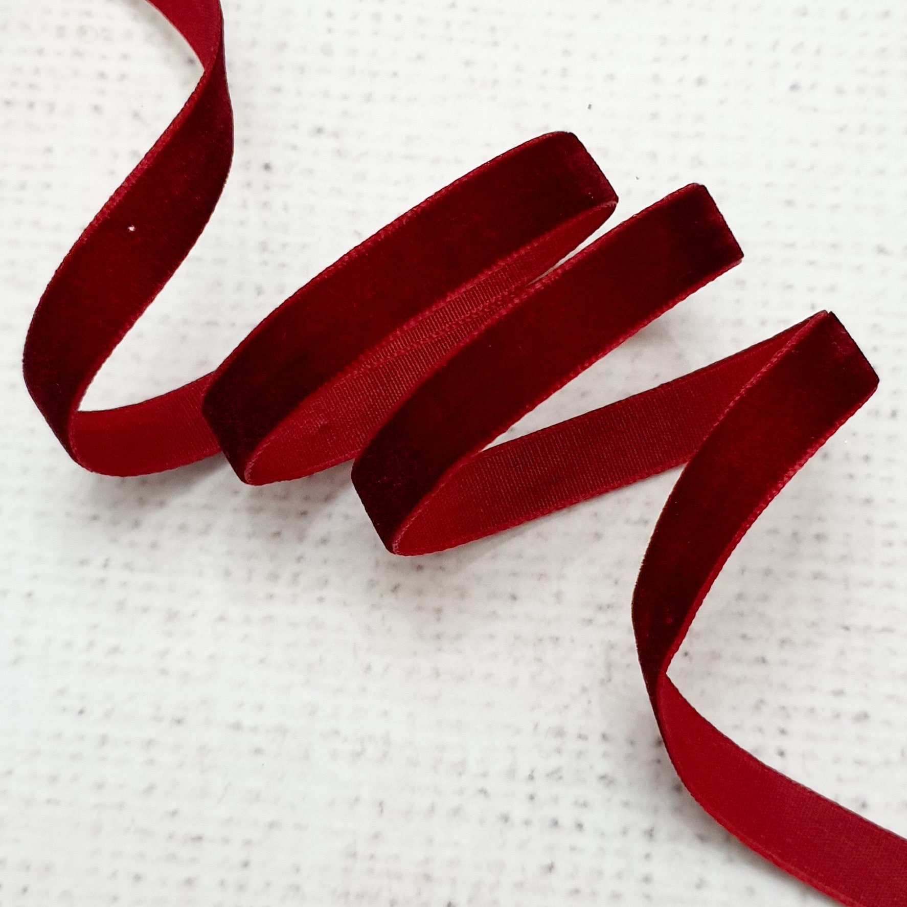 10mm / 3/8 RED velvet ribbon, single sided ribbon, hair bow, by the metre,  UK shop, COL-45