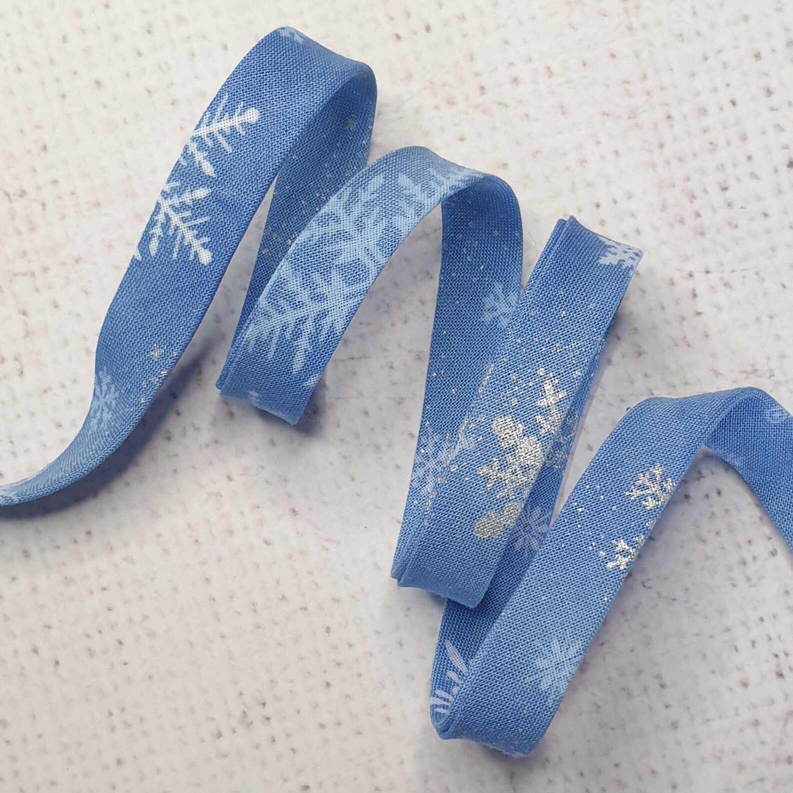 1/2 double fold Bias Tape blue with metallic snow Etsy