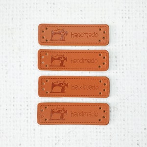 PU leather tag with handmade sewing machine, faux leather label, embellishment knitting crochet craft Supplies scrapbook, mini label UK shop