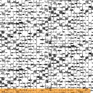 Può includere: Motivo astratto in bianco e nero con una griglia di quadrati. I quadrati sono leggermente sfalsati tra loro, creando un senso di profondità e movimento.