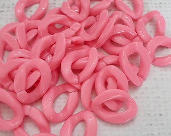 PINK colour plastic chain links 16x22mm,open twist bag chain, Kawaii Acrylic Chain Link for Necklaces Bracelets Jewellery making, UK shop