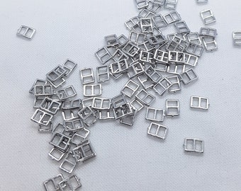 ZILVEREN kleur 4 mm rechthoek minipop gespen schuifregelaar 4 mm naaien ambacht poppenkleertjes maken bjd UK Shop