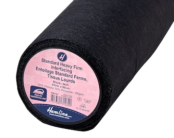 Standard Heavy Firm Iron-on Interfacing (HN127) - Black - Hemline,  by the metre Clothes Home Decor Collars Plackets UK Shop