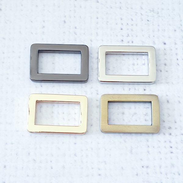 3/4" / 19mm flat metal alloy rectangle rings, light gold, silver, gunmetal, Antique Brass, Bag making hardware, rectangular buckle UK shop