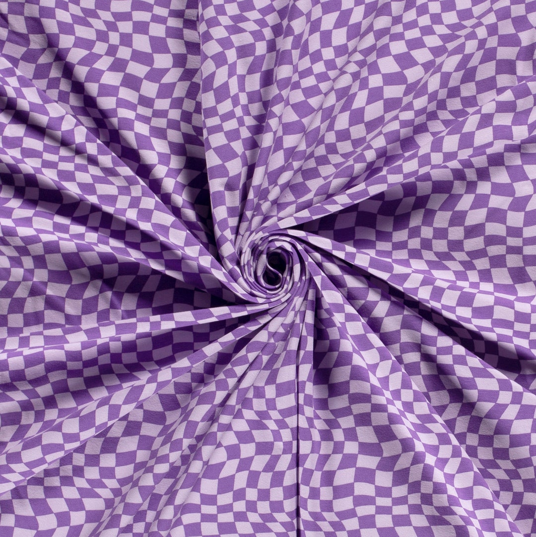 Purple Checkerbox - Tricot Cotton Jersey by Quarter Metre Cotton Jersey ...