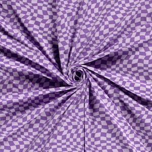 Purple Checkerbox  - Tricot Cotton Jersey by quarter metre cotton jersey dressmaking UK Shop