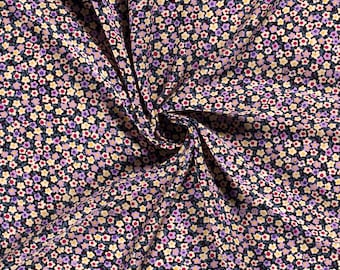 Purple Floral - Viscose Popeline - Viscose Popeline, 100% Viscose, tissu drapé couture par quart de mètre UK Shop