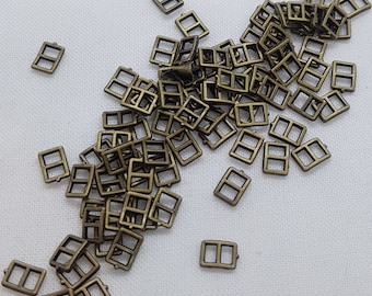 BRONS kleur 4 mm rechthoek minipop gespen schuifregelaar naaien ambacht poppenkleertjes maken bjd UK Shop
