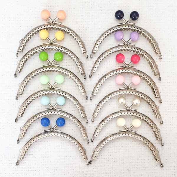 ONE pc 10.5cm/4.25" antique style metal bag frame with 14mm colourful Balls vintage design Details Kiss lock Purse Frame Accessories UK shop