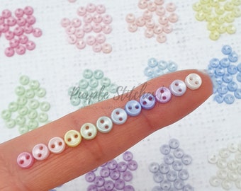 5mm PASTEL PEARL super mini boutons ronds en plastique 12 couleurs petit bouton Parfait pour les vêtements de poupée glacée bjd UK Shop