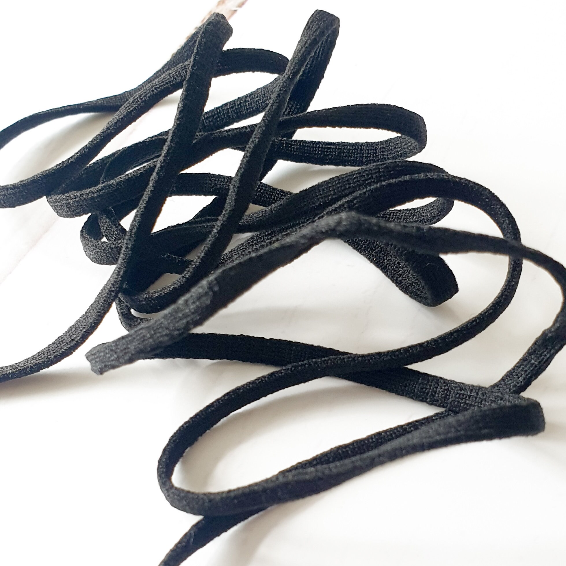 4mm 1 8 BLACK Flat Soft Tubular Elastic Cord Ear Loop Elastic