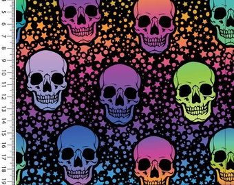 Rainbow Skull - Baumwolljersey Baumwolljersey Schneiderei UK Shop