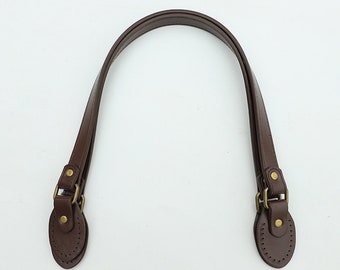 One Pair of 22.5" inch BROWN PU leather bag strap handles, bag making, ready made sew in handle, UK Shop