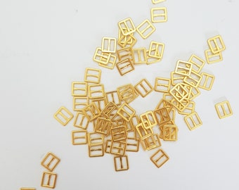 GOUD kleur 8mm (6mm intern) Rechthoek Mini pop Gespen slider 6mm Naaien Craft Doll Kleding Maken bjd UK Shop