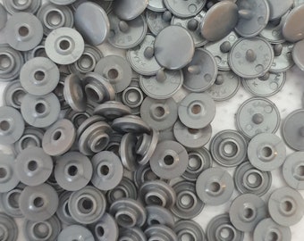GENUINE KAM Snap Medium Grey Gloss KAM snaps - Size 16 / T3 / 10.7mm Plastic Snap Poppers polyacetal resin snaps fastening B13 - Medium Grey