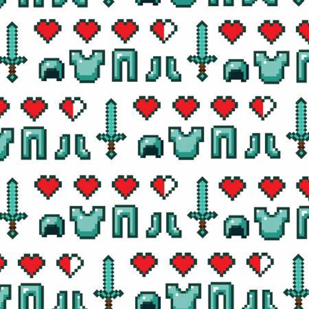 Mojang Minecraft Diamond Icons - Minecraft Licensed Fabric 100% Cotton ...