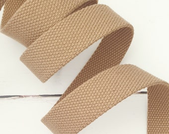 1 inch / 25mm KHAKI BEIGE bag webbing 2mm thick cotton blend bag strap heavy duty webbing basket weave webbing belts bag making UK shop