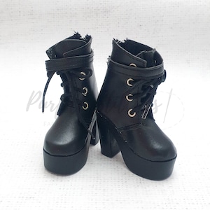 7.5cm Doll PU leather Platform High Heel Boots, High Heel Doll Boots Leather Boots, 60cm BJD, 1/3 dolls upto 7cm doll feet uk Shop