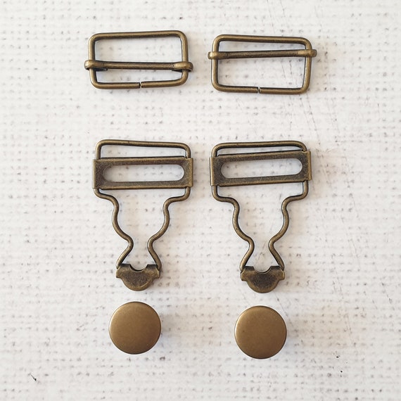 Trimming Shop Set Fibbie Per Bretelle E Salopette 40mm Oro, 2 Clip Rettangolari + 2 Fibbie, Per Abbigliamento E Grembiuli