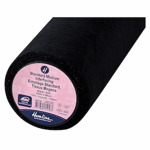 Standard Medium Iron-On Interfacing (HN126) - Black - Hemline,  by the metre Clothes Home Decor Collars Plackets UK Shop