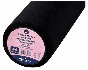 Standard Medium Iron-On Interfacing (HN126) - Zwart - Zoom, per meter Kleding Home Decor Kragen Plackets UK Shop