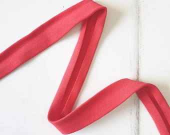 5/8" Jersey/ Knit Bias Binding Tape in RED, 16mm Single Fold jersey bias binding, by the metre UK shop