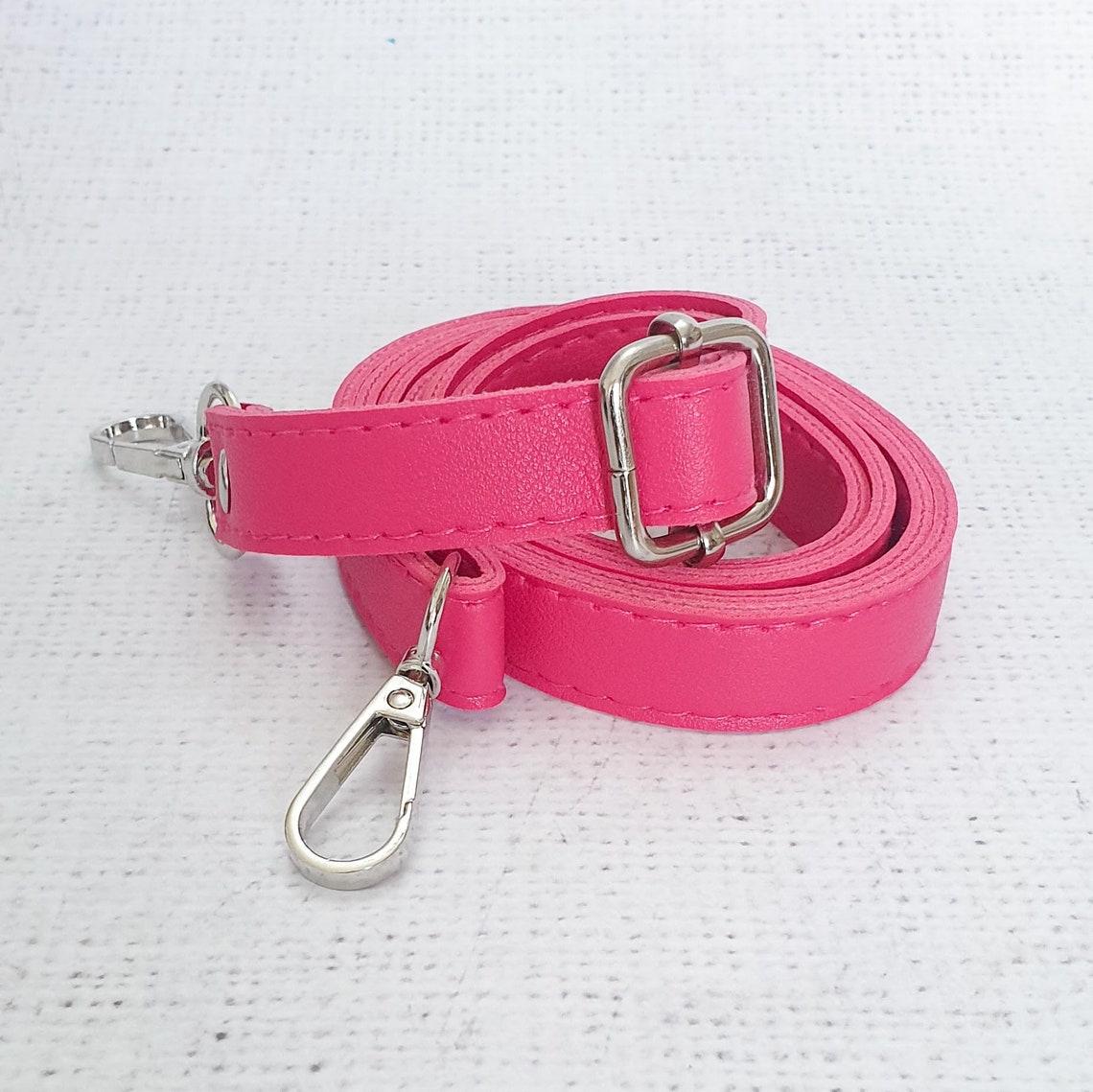 Hot PINK / SILVER Adjustable PU leather bag straps 75cm Etsy