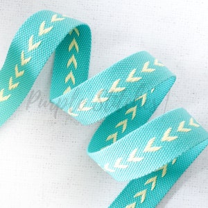 1,5 inch / 38 mm viscose-katoen gemengd singelband - MINT met GELE pijlen 1,9 mm dikke tasriem zware singelbandriemen tas maken Britse winkel
