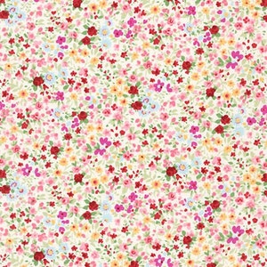 Ditsy Floral in Pink & Red - Sevenberry fabric Fat Quarters 100% cotton quilting dressmaking UK Shop 6116D1-1