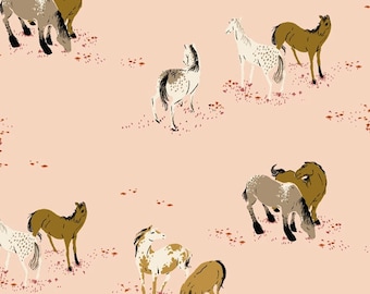 Horse Field Pink - West Hill - Heather Ross Windham 100% cotton quilting UK Shop 52874-5