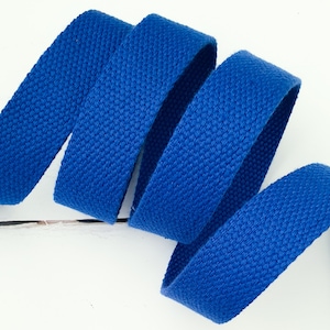 1 inches / 25mm ROYAL BLUE bag webbing 2mm thick cotton blend bag strap heavy duty webbing basket weave webbing belt bag making UK shop