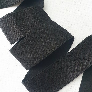 1.5 inches / 38mm METALLIC BLACK Elastic band waist band elastics , Soft elastic Sewing dressmaking UK shop