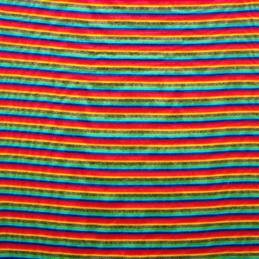 Rainbow Stripe Cotton Jersey Knit Fabric by Quarter Metre Cotton