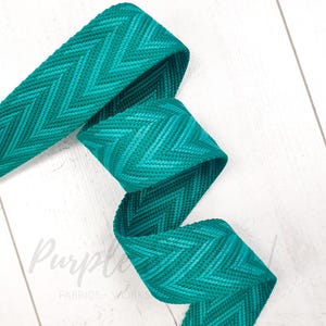 1,5 polegadas / 38 mm Viscose-Algodão Misto Cinta - VERDE com TEAL Chevron 1,9 mm de espessura alça de bolsa cintos de correias resistentes fabricação de bolsas loja do Reino Unido