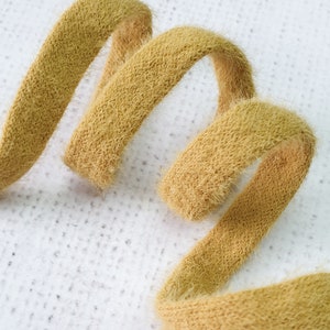 12mm MUSTARD faux fur hairy ribbon, tubular ribbon, hair bow, fluffy ribbon, hairy ribbon - by the metre UK shop