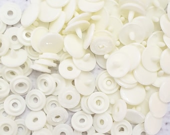 Cream Gloss KAM snaps - Size 16 / T3 / 10.7mm - Plastic Snap Plastic Poppers - polyacetal resin snaps fastening - B22 - Cream