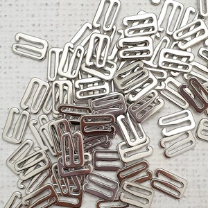 12mm SILVER colour Bra Strap G hook - 1/2&quot; black colour metal alloy, perfect for bra making, camisoles, swimwear 1 set (total 4 pieces)
