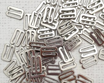 12mm SILVER colour Bra Strap G hook - 1/2" black colour metal alloy, perfect for bra making, camisoles, swimwear 1 set (total 4 pieces)