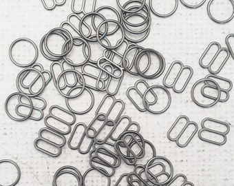 12mm GUNMETAL colour Bra rings sliders 1/2" inch metal alloy rings slider, perfect for bra making, camisoles, 1 sets (total 4 pieces)
